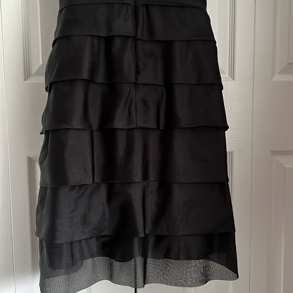 EVAN PICONE 100% SILK‎ BLACK TIERED COCKTAIL DRESS SIZE 4 (fits more 4-6) - Picture 9 of 15